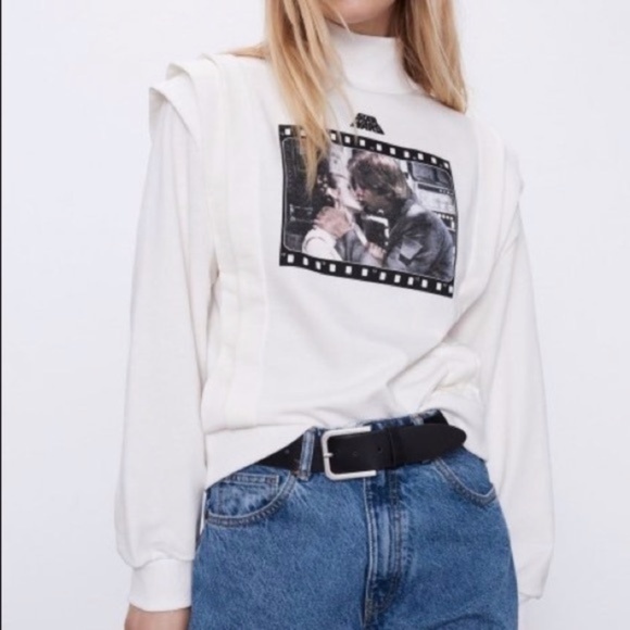 NEW Zara Star Wars Leia Han Solo Mock Neck Sweatshirt Small - Picture 4 of 17